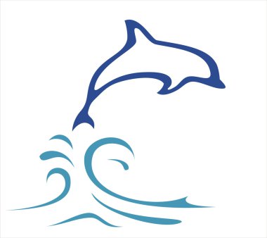 Dolphin illustration in simle lines clipart