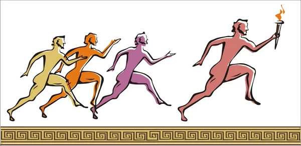 Ancienne compétition, course, sprint, feu d'olimpia — Image vectorielle