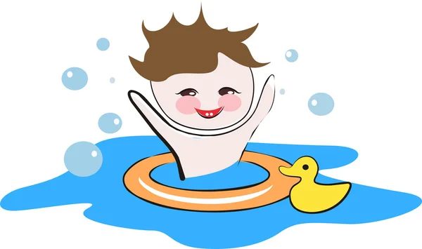 Glückliches Kind, das im Wasser spielt — Stockvektor