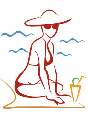 Woman at the beatch clipart