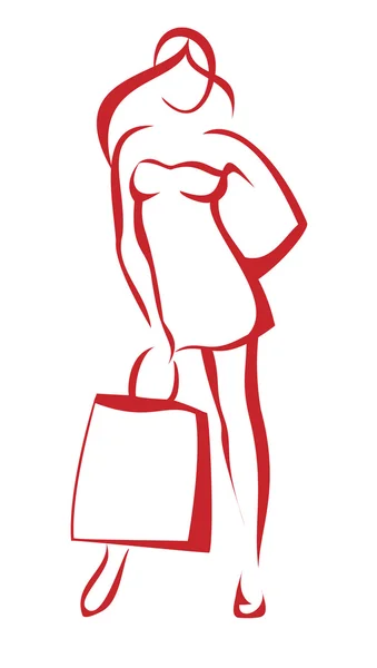 Жінка стоїть з торговою сумкою — стоковий вектор