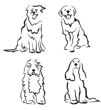 Dogs set of silhouettes clipart