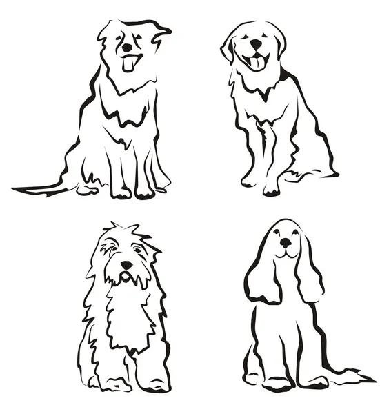 Dogs set of silhouettes — Stock Vector