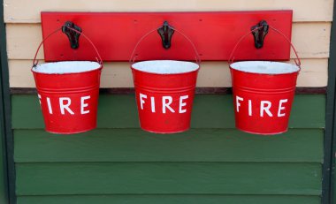 Three Red Fire Buckets clipart