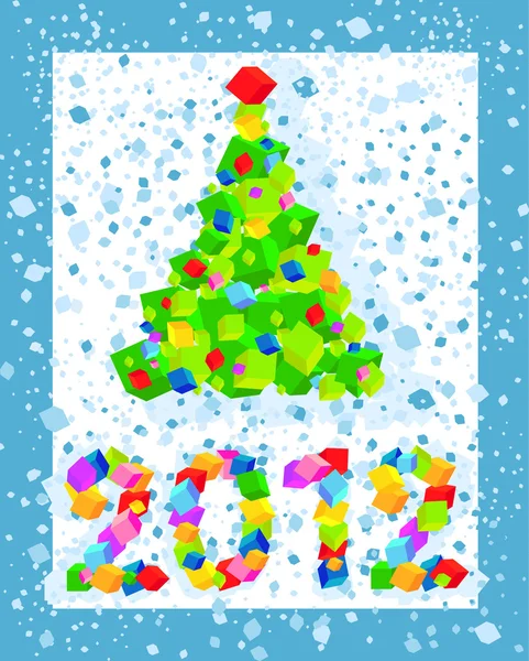 Fur-tree from multi-coloured cubes — Stock Vector