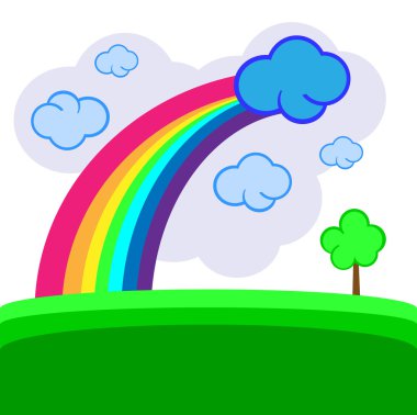 Child's drawing of a rainbow clipart