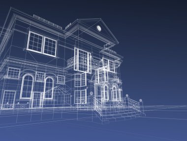 3d draw house clipart