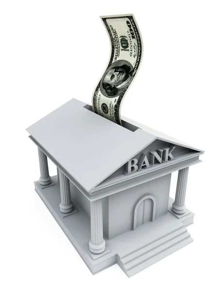 Bank icon with dollar — Stock Photo, Image