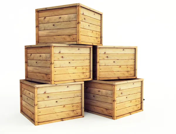 Verschillende houten kratten — Stockfoto