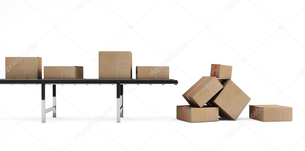 Cardboard boxes on conveyor belt