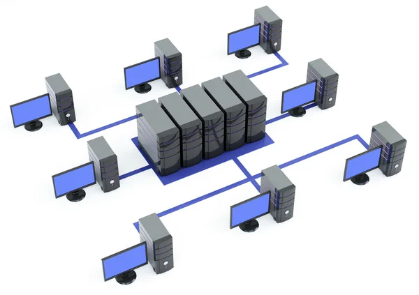 Серверы с большим количеством ПК — стоковое фото
