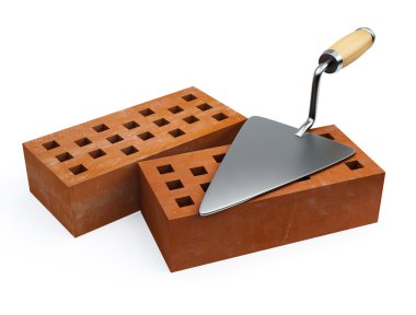 Trowel and bricks clipart