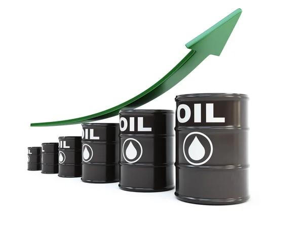 Barelů ropy s šipkou — Stock fotografie