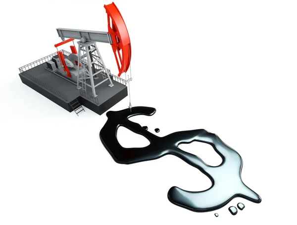Pump jack with dollar signs — Stock Photo, Image