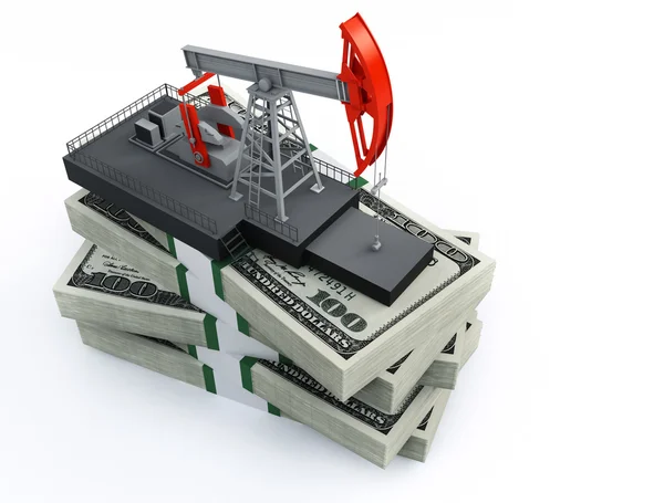 Oil pump and dollars — Stock Photo, Image