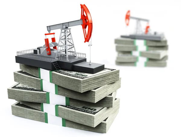 Нефтяной насос и доллары — стоковое фото
