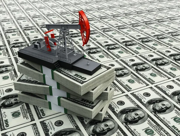Нефтяной насос и доллары — стоковое фото