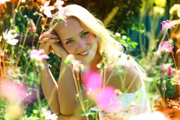 stock image Young beautiful girl enjoying