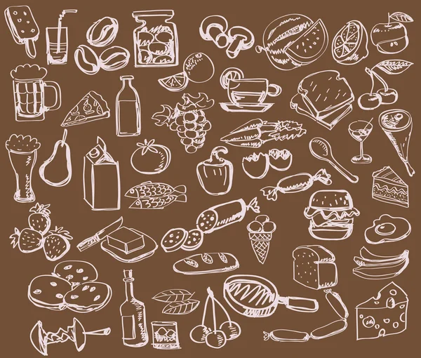 Kézzel rajzolt készlet: konyha - élelmiszer — Stock Vector