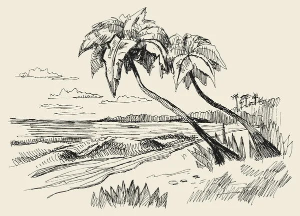Original hand drawn picture of sea — Stock Vector