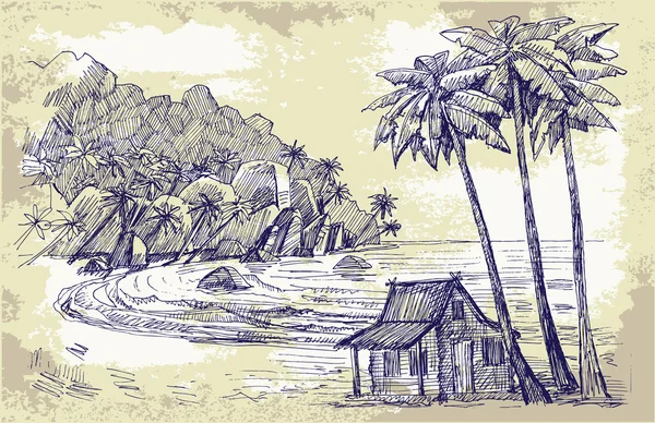 Original hand drawn picture of sea — Stock Vector