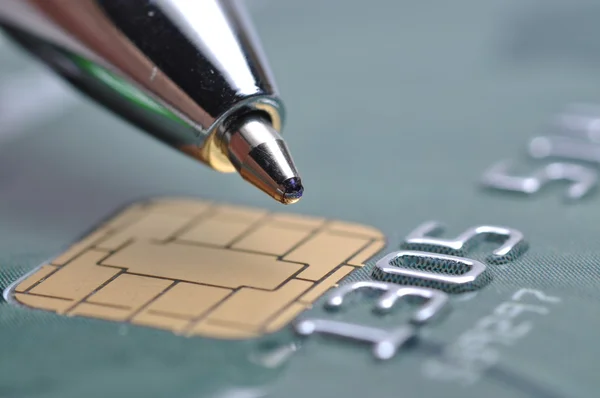 Pointing new chip card — Stock Photo, Image