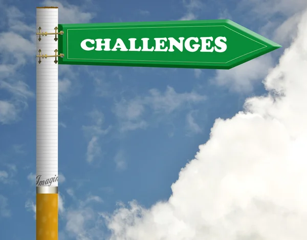 Uitdagingen sigaret verkeersbord — Stockfoto