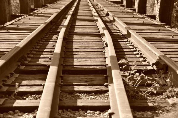 Närbild järnväg — Stockfoto