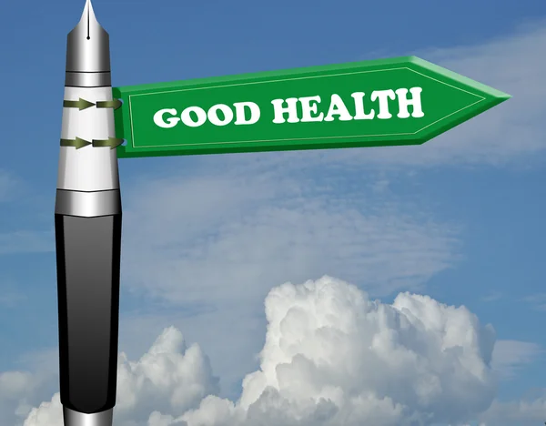 Good health fountain pen road sign — Stock Photo, Image