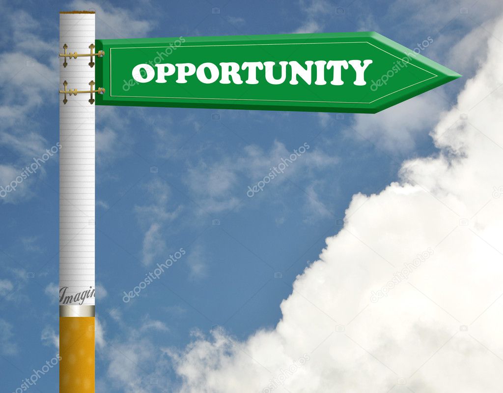 Opportunity cigarette road sign