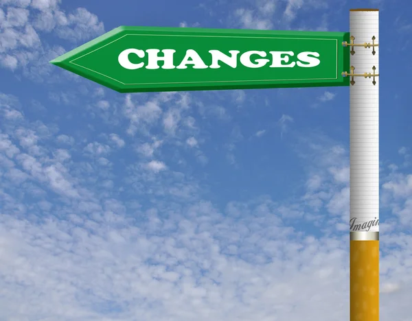 Changes cigarette road sign — Stock Photo, Image