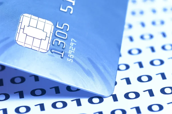 Closeup cartão de chip de negócios com tonificação azul — Fotografia de Stock