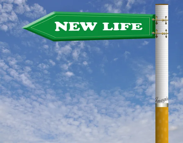 새로운 인생 담배도로 표지판 — 스톡 사진