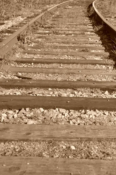 Makro železniční trať s původní barevný obrázek — Stock fotografie