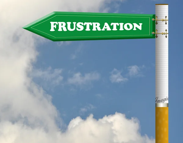 Frustration cigarette road sign — Stock Photo, Image