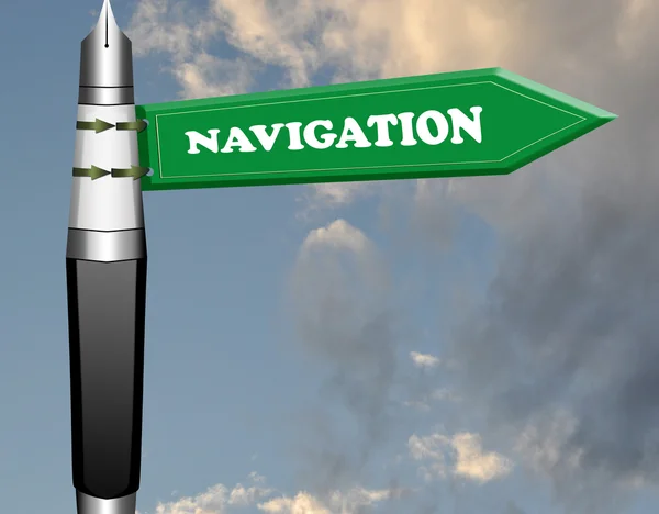 Navigation Füllfederhalter Straßenschild — Stockfoto