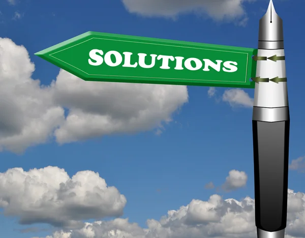 Solutions fountain pen road sign — Stock Photo, Image