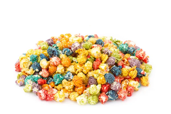 Karamel kleurrijke popcorn Stockafbeelding