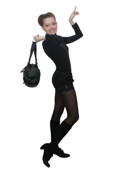 stock image Young lady with the handbag