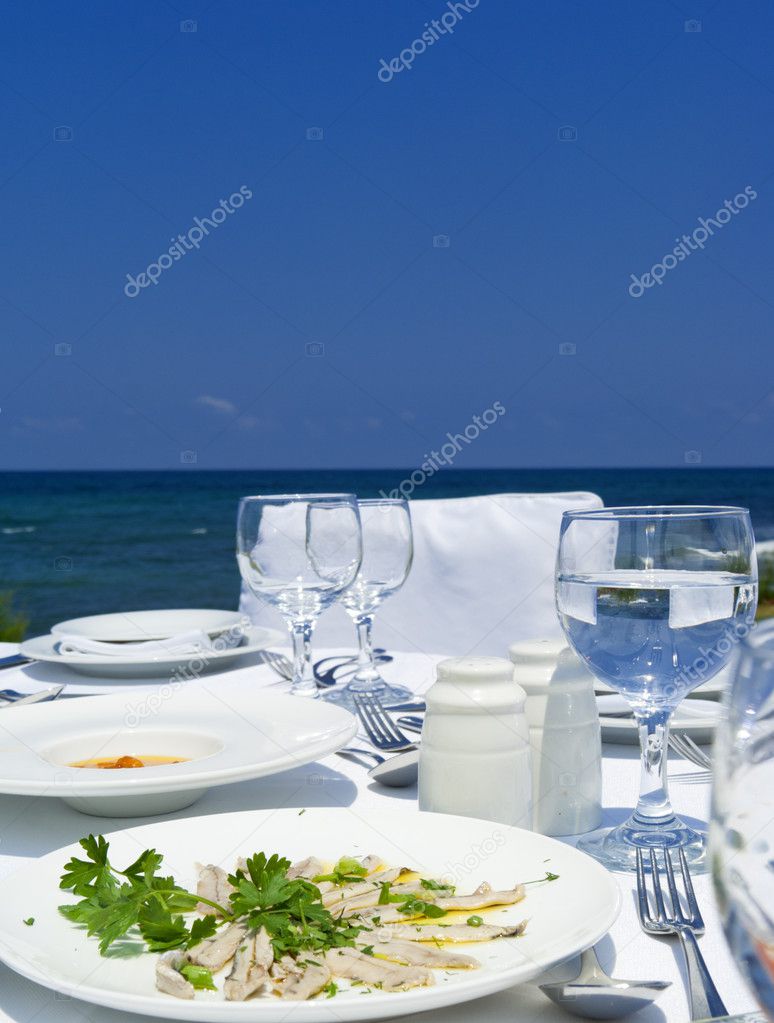 Gourme lunch on mediterranean shore