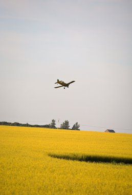 Cropduster airplane making turn to spray a Saskatchewan field clipart