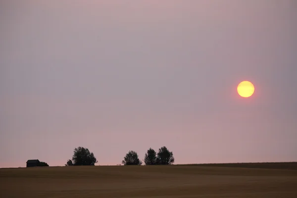 Sol de la mañana visto a través de nubes delgadas en el pintoresco Saskatchewan —  Fotos de Stock