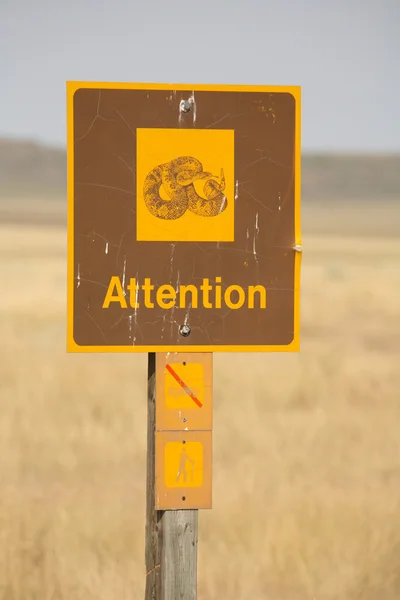 stock image Rattlesnake attention road sign in scenic Saskatchewan