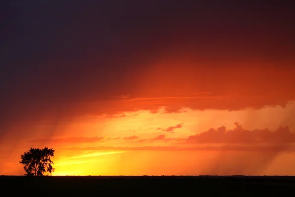Puesta de sol con lluvia en el pintoresco Saskatchewan — Foto de Stock