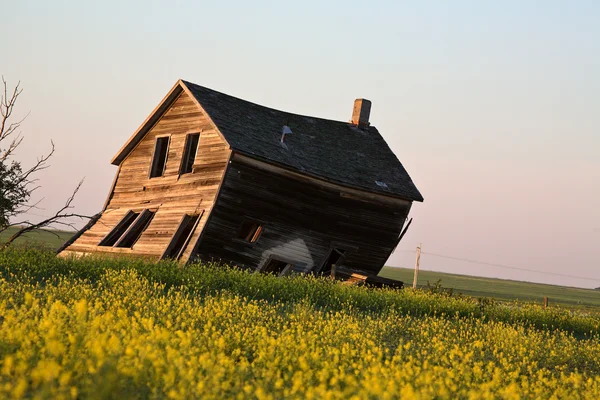 Vecchia casa colonica intemperie nella scenica Saskatchewan — Foto Stock