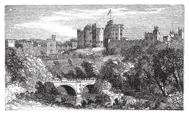 Alnwick castle, alnwick, northumberland ilçe. 1890 vintage