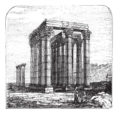 The Temple of Olympian Zeus or Columns of the Olympian Zeus, Gr clipart