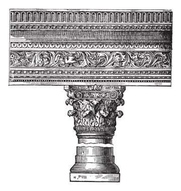 Pillar in the Church of Saint John in Constantinople. vintage en clipart