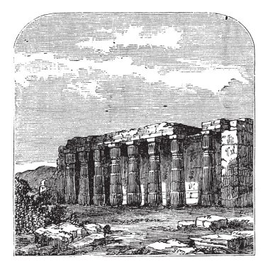 Harabeler, thebes, Mısır Luksor Tapınağı (veya quorenth). Vintage e