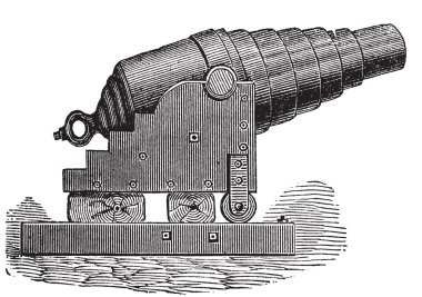 Armstrong cannon old engraving. clipart